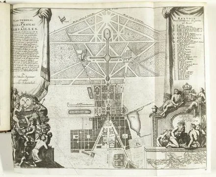 RECORD DATE NOT STATED  Map of Castle and Gardens of Versailles, 1726, 172... Stock Photos