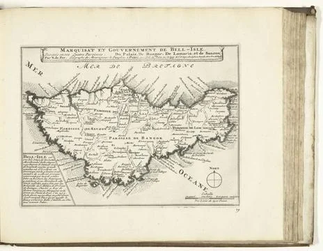RECORD DATE NOT STATED  Map of the Markizaat van Belle Ile, 1726, 1726 pri... Stock Photos
