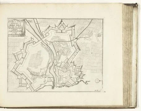 RECORD DATE NOT STATED  Map of Belle Ile, 1726, 1726 print Map of the rein... Fotos Stock