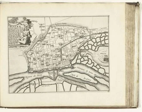 RECORD DATE NOT STATED  Map of Rouen, 1726, 1726 print Map of the French c... Fotos Stock