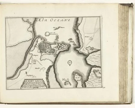 RECORD DATE NOT STATED  Map of Port Louis, 1726, 1726 print Map of the rei... Stock Photos