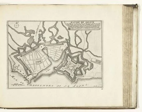 RECORD DATE NOT STATED  Map of Le Havre, 1726, 1726 print Map of the reinf... Fotos Stock