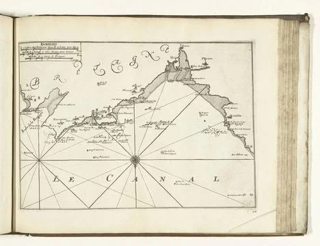 RECORD DATE NOT STATED  Map of the French coast at Saint-Brieuc, 1726, 172... Stock Photos