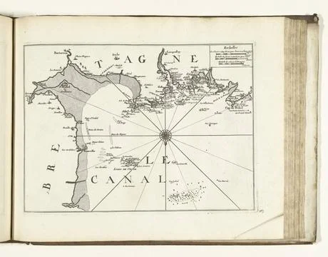 RECORD DATE NOT STATED  Map of the French coast at Mont-Saint-Michel, 1726... Stock Photos