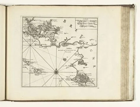 RECORD DATE NOT STATED  Map of the south coast of Brittany at Vannes, 1726... Stock Photos