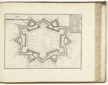 RECORD DATE NOT STATED  Map of Phalsbourg, 1726, 1726 print Map of the rei... Fotos Stock