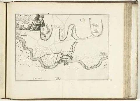 RECORD DATE NOT STATED  Map of Heilbronn, 1726, 1726 print Map of the rein... Fotos Stock