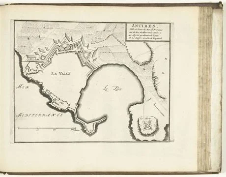 RECORD DATE NOT STATED  Map of Antibes, 1726, 1726 print Map of the reinfo... Fotos Stock