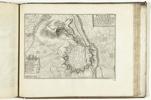 RECORD DATE NOT STATED  Map of Fribourg, 1726, 1726 print Map of the reinf... Fotos Stock
