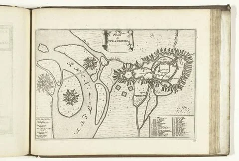 RECORD DATE NOT STATED  Map of Strasbourg, 1726, 1726 print Map of the rei... Stockfoto's