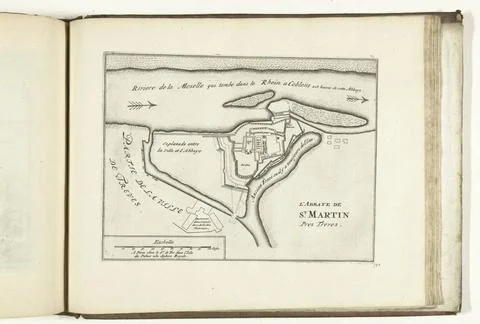 RECORD DATE NOT STATED  Map of the St. Martin abbey at Trier, 1726, 1726 p... Stock Photos