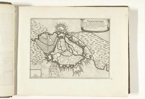 RECORD DATE NOT STATED  Map of Valenciennes, 1726, 1726 print Map of the r... Stock Photos