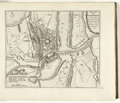 RECORD DATE NOT STATED  Map of the siege of Charleroi, 1693, 1726 print Ma... Stock Photos