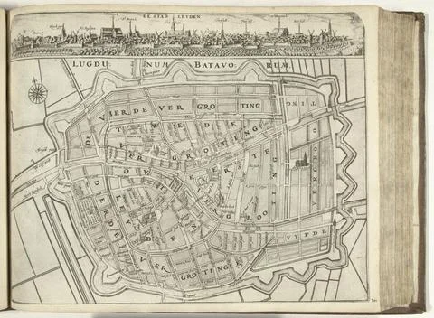 RECORD DATE NOT STATED  Map of Leiden, 1726, 1726 print Map of Leiden, at ... Fotos Stock