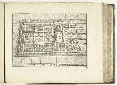 RECORD DATE NOT STATED  Map of the Ter Nieuburch house with gardens near R... Stock Photos