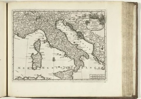 RECORD DATE NOT STATED  Map of Italy, 1726, 1726 print Map of Italy. Plate... Stock Photos