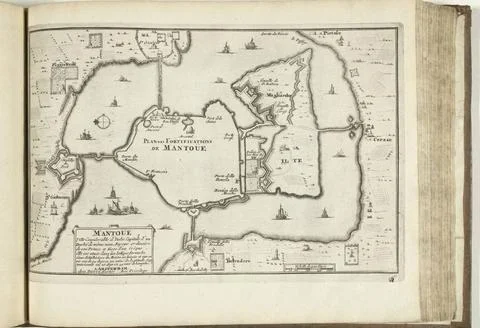 RECORD DATE NOT STATED  Map of Mantua, 1726, 1726 print Map of the reinfor... Stockfoto's