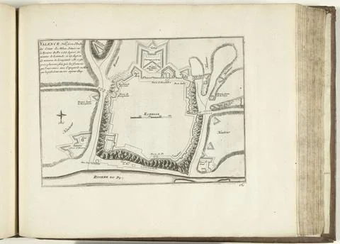 RECORD DATE NOT STATED  Map of Valenza, 1726, 1726 print Map of the reinfo... Stock Photos