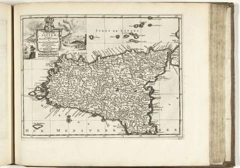 RECORD DATE NOT STATED  Map of Sicily, 1726, 1726 print Map of Sicily. Pla... Stock Photos