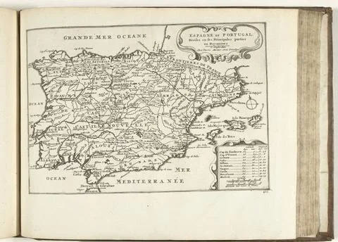 RECORD DATE NOT STATED  Map of Spain and Portugal, 1726, 1726 print Map of... Stock Photos