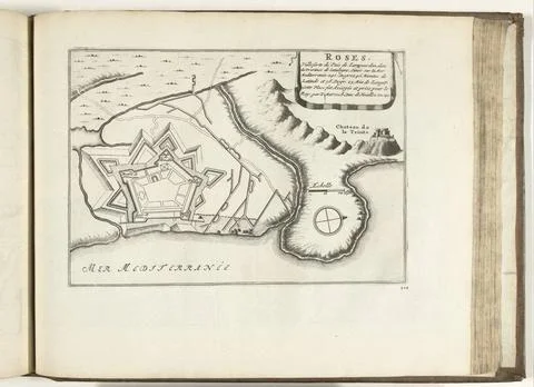 RECORD DATE NOT STATED  Map of Rosas, 1726, 1726 print Map of the reinforc... Fotos Stock