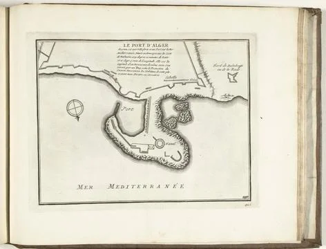 RECORD DATE NOT STATED  Map of the port of Algiers, 1726, 1726 print Map o... Stock Photos