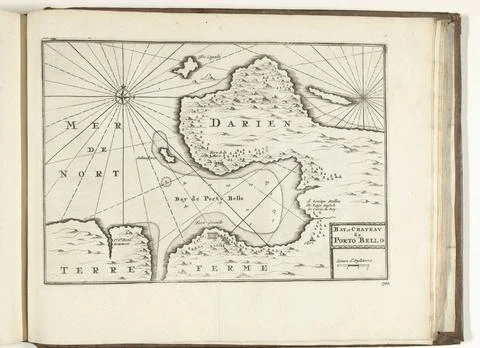 RECORD DATE NOT STATED  Map of the Bay of Porto Bello in Panama, 1726, 172... Stock Photos