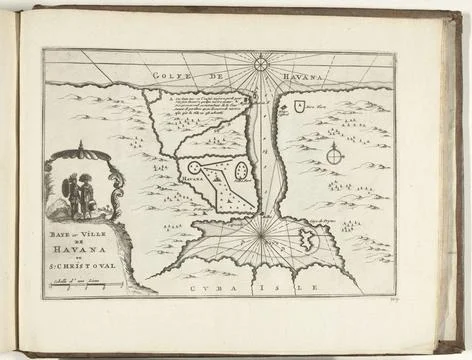 RECORD DATE NOT STATED  Map of Havana and De Bay on Cuba, 1726, 1726 print... Stock Photos