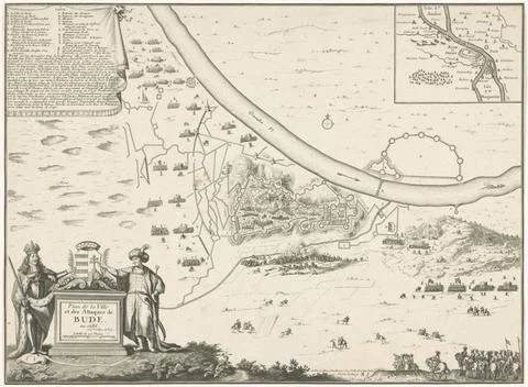 RECORD DATE NOT STATED  Map of Buda, 1686, Harmanus van Loon, 1693 - 1696 ... Fotos Stock