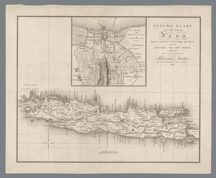 RECORD DATE NOT STATED  Map of Java with a map of Batavia, C. van Baarsel ... Stock Photos