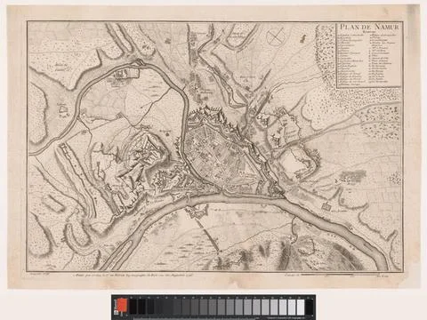 RECORD DATE NOT STATED  Map of Namur, Mademoiselle Rameau, 1745 print Pari... 스톡 사진