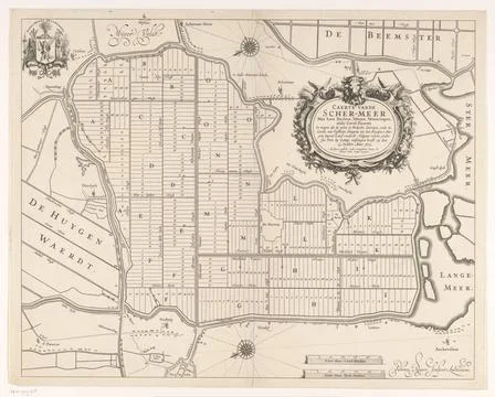 RECORD DATE NOT STATED  Map of the Schermer after completion of the dike a... Fotos de archivo