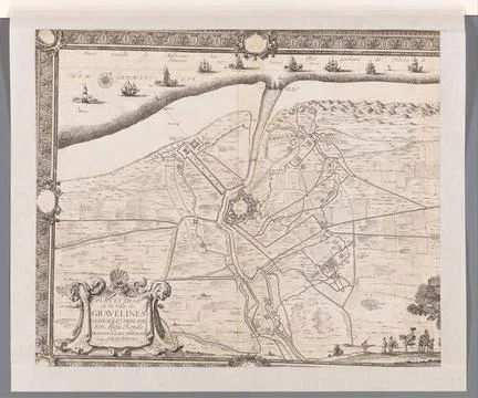 RECORD DATE NOT STATED  Map of siege and conquest of Grevelingen, L. Riche... Stock Photos