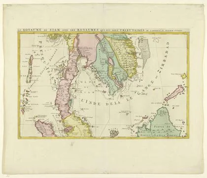 RECORD DATE NOT STATED  Map of the Kingdom of Siam (upper half), Joachim O... 库存照片