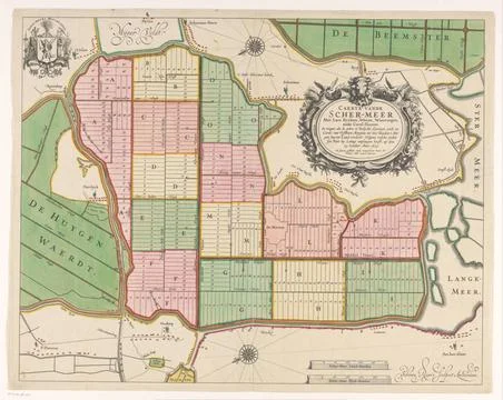 RECORD DATE NOT STATED  Map of the Schermer after completion of the dike a... Fotos de archivo