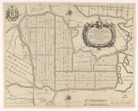 RECORD DATE NOT STATED  Map of the Schermer after completion of the dike a... Fotos de archivo