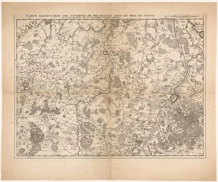 RECORD DATE NOT STATED  Map of the area west of Brussels, Jacobus Harrewij... Stock Photos