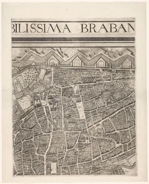 RECORD DATE NOT STATED  Map of Brussels (part in the middle), Anonymous, A... Stock Photos