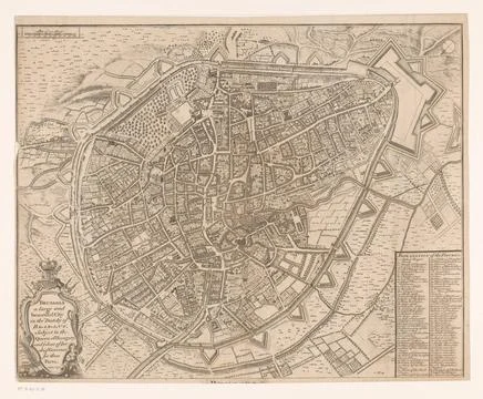 RECORD DATE NOT STATED  Map of Brussels, Isaac Basire, 1751 - 1762 print M... Stock Photos