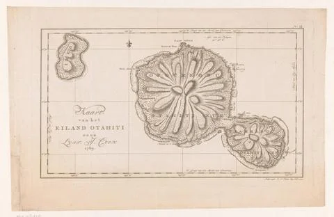 RECORD DATE NOT STATED  Map of the island of Tahiti in French-Polynesia, I... Stock Photos