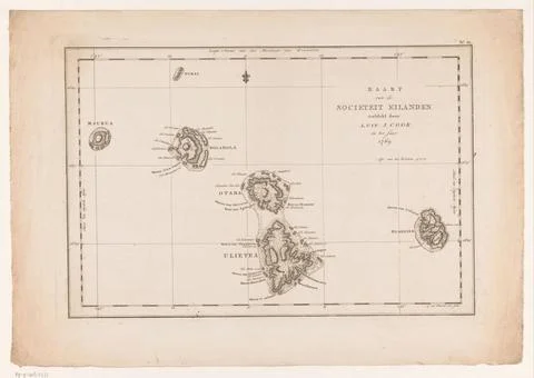 RECORD DATE NOT STATED  Map of the Society Islands in Frans-Polynesia, Cor... Stock Photos