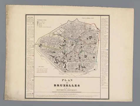 RECORD DATE NOT STATED  Map of Brussels, Anonymous, 1825 - 1900 print Map ... Stock Photos