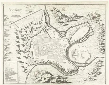 RECORD DATE NOT STATED  Map of Luxembourg, besieged by the French in 1684,... Fotos Stock