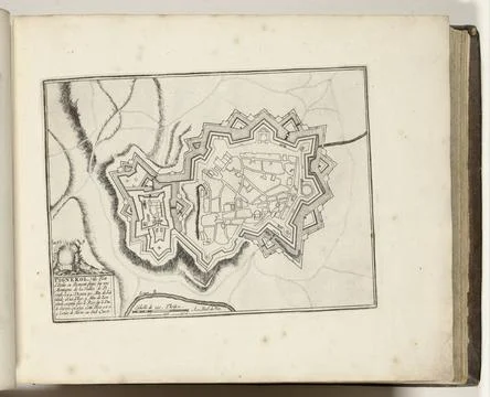 RECORD DATE NOT STATED  Map of Pinerolo, 1693, 1693 print Map of the reinf... Stock Photos