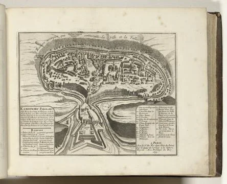 RECORD DATE NOT STATED  Map of Kamjanet s Podilsky, 1693, 1693 print Map o... Fotos Stock