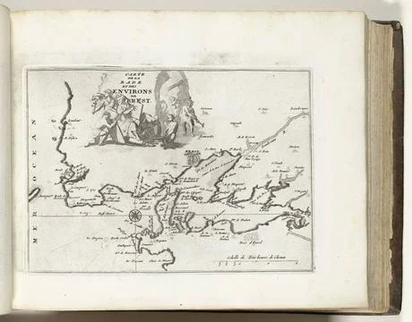 RECORD DATE NOT STATED  Map of the surroundings of Brest, ca. 1693-1695, 1... Stock Photos