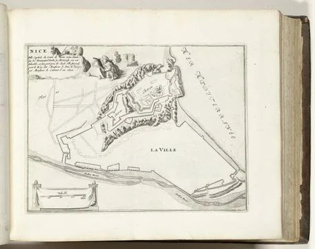RECORD DATE NOT STATED  Map of Nice, ca. 1693-1695, 1693 - 1695 print Map ... Fotos Stock