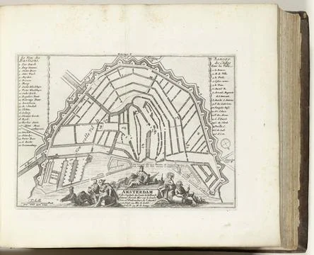 RECORD DATE NOT STATED  Map of Amsterdam, ca. 1695, 1695 - 1697 print Map ... Stock Photos