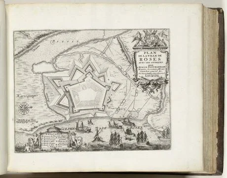 RECORD DATE NOT STATED  Map of Rosas, ca. 1693-1695, 1693 - 1695 print Map... Stock Photos