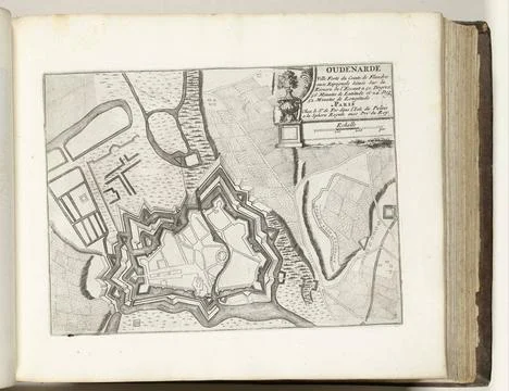 RECORD DATE NOT STATED  Map of Oudenaarde, ca. 1695, 1695 - 1697 print Map... Stock Photos
